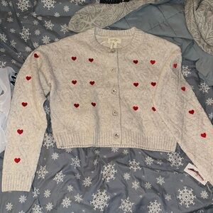Jessica Simpson Valentine’s Day heart cardigan with bling buttons ♥️💎